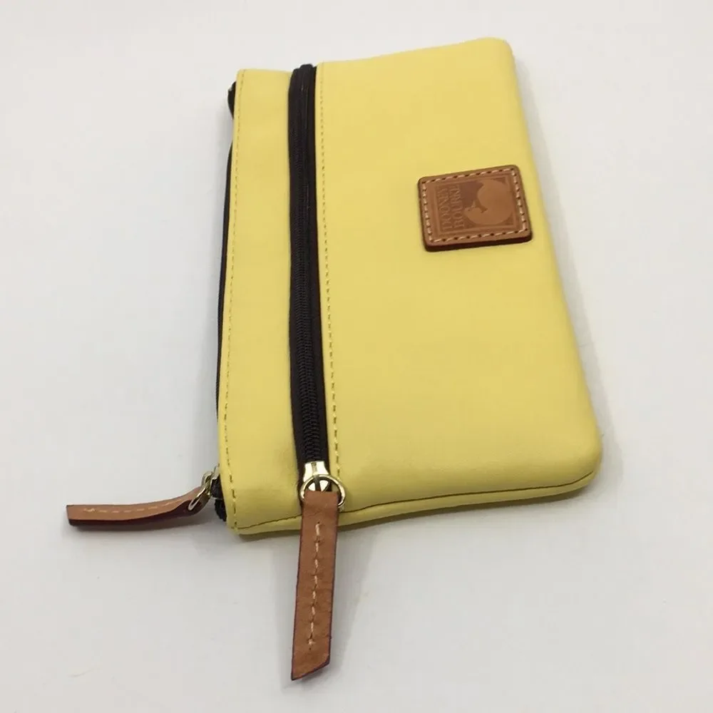 DOONEY & BOURKE Tech Top Yellow Leather Double Zip Pouch Wallet
